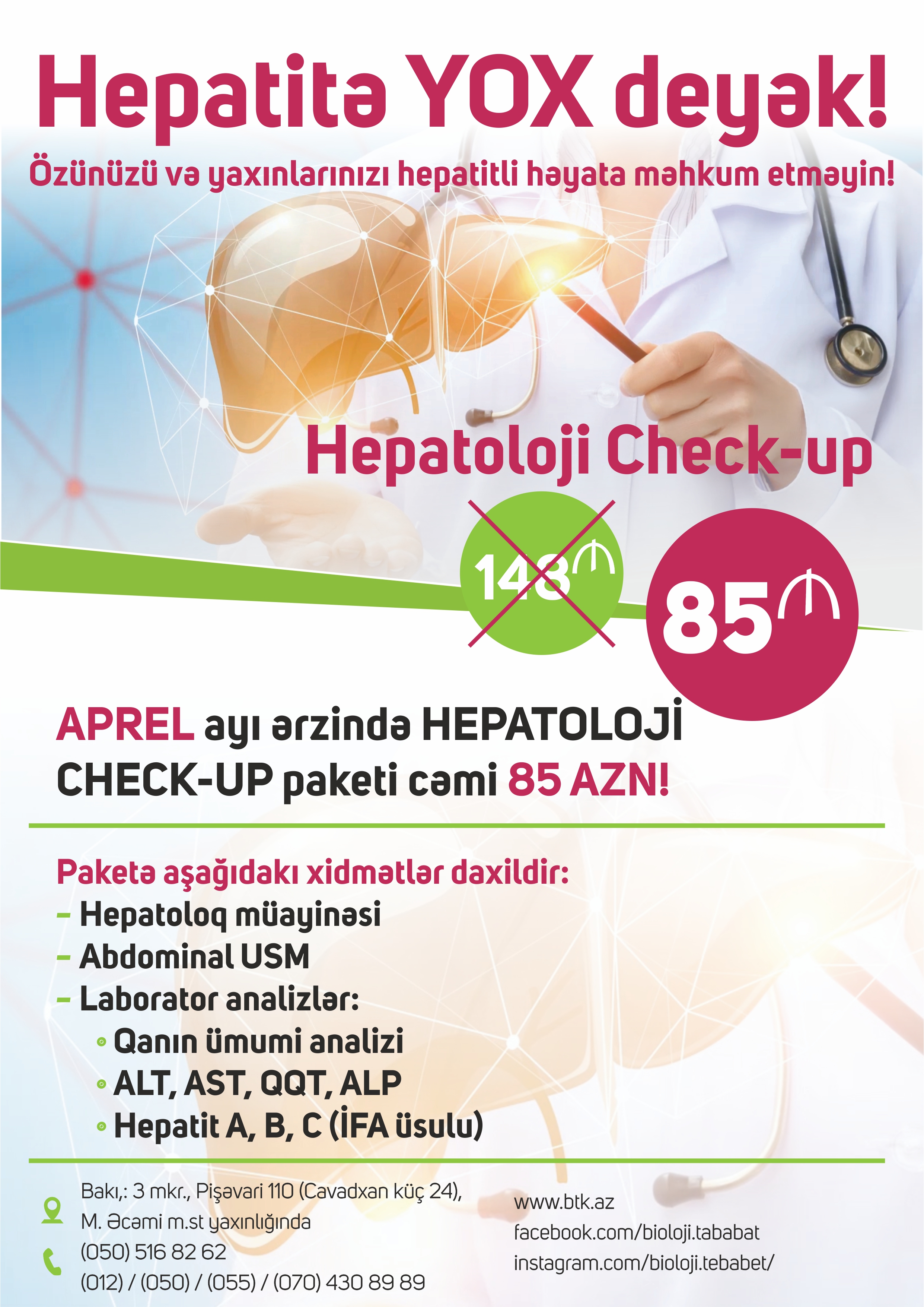 "Hepatitə YOX deyək" check-up başladı –  6 müayinə 85 AZN