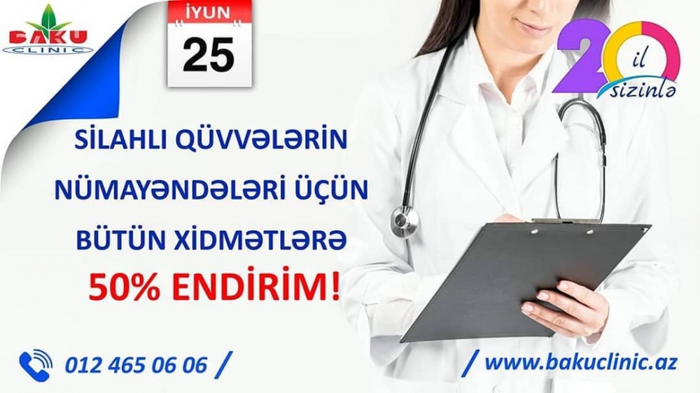  “Baku Clinic”-də bütün xidmətlərə 50 faiz endirim kampaniyası  