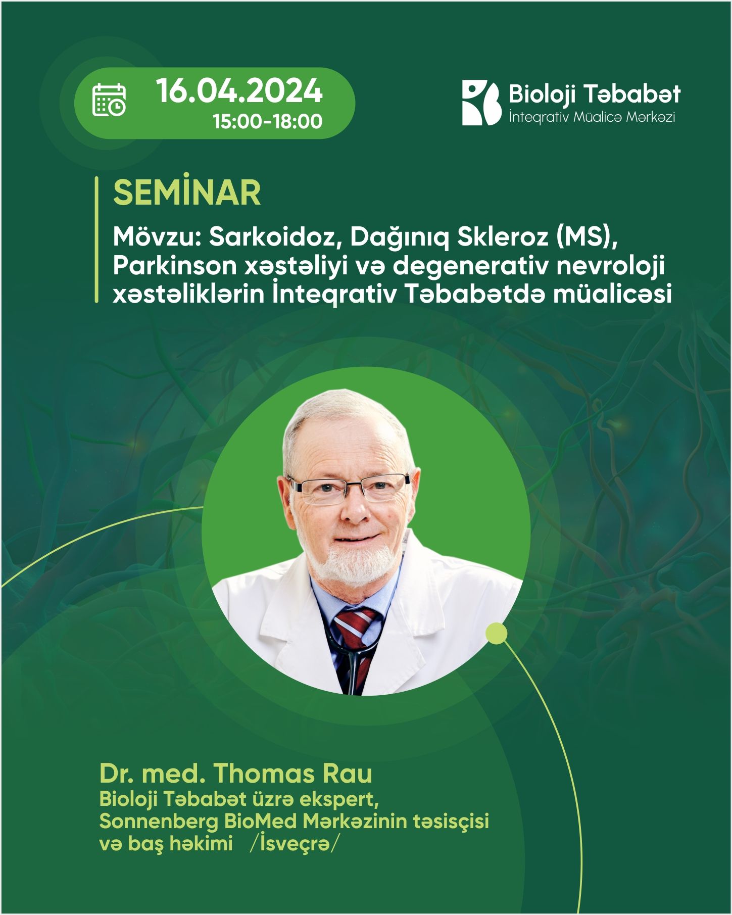 Nevroloqların nəzərinə! -  Dr.Tomas Raunun seminarı keçiriləcək