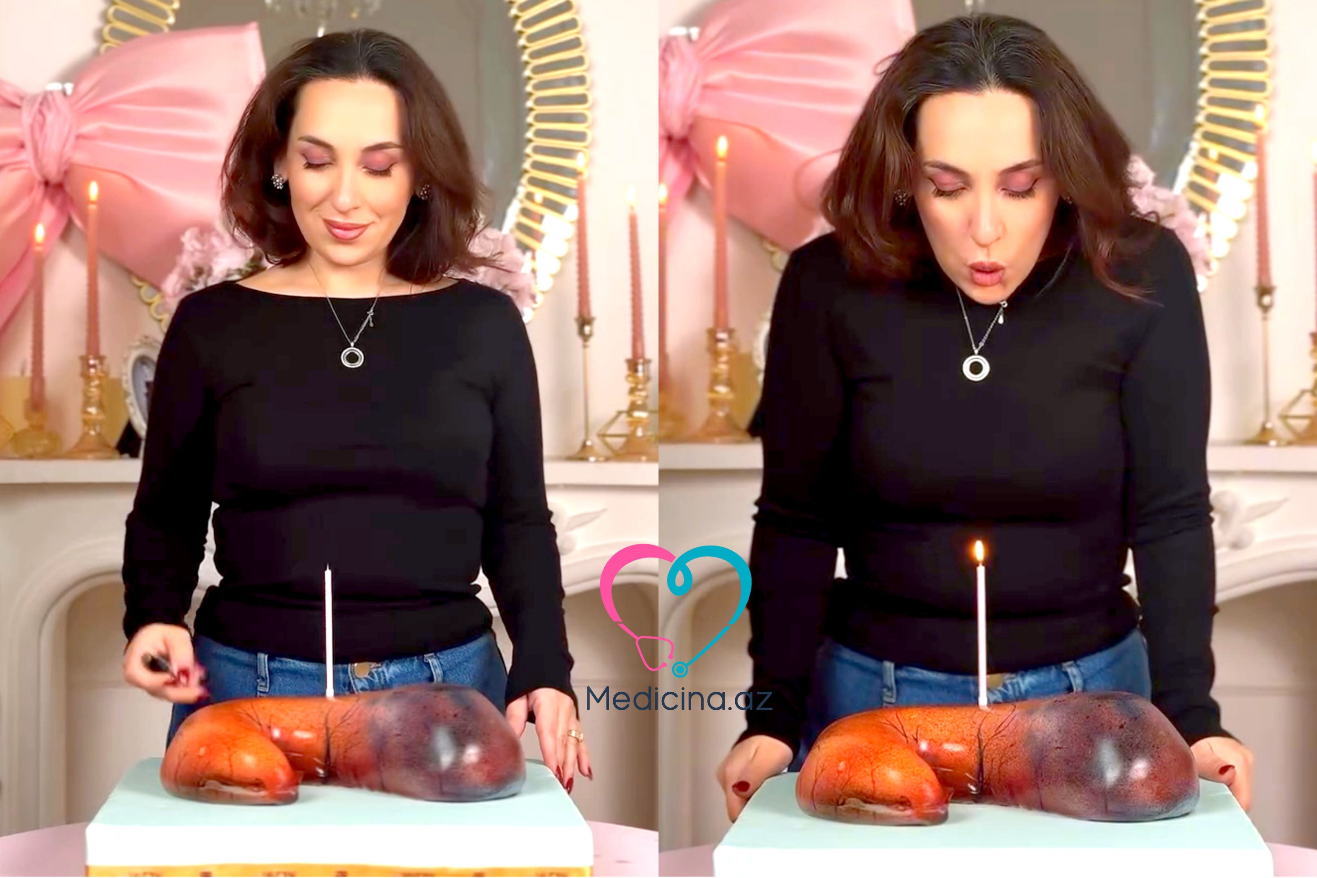 Kəsdirdiyi mədəsinin tortunu hazırladı -  Xatirədən maraqlı paylaşım-VİDEO