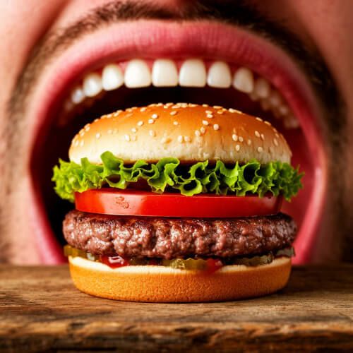 Hamburgeri bütöv udan kişi xəstəxanaya düşdü 