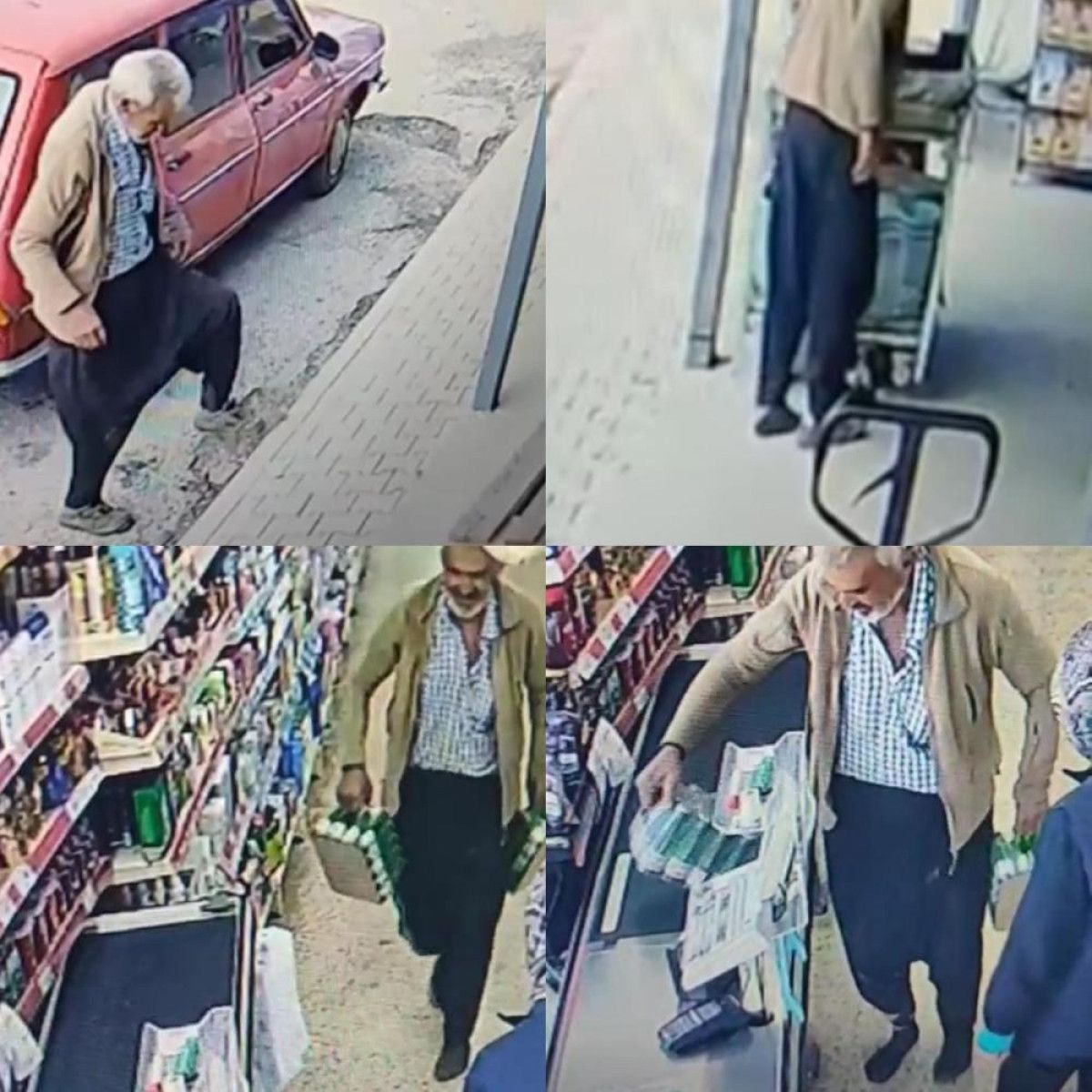 Palçıqlı ayaqqabılarını çıxarıb,  corabla marketə girdi