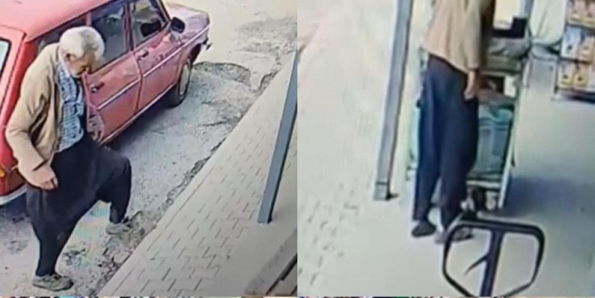 Palçıqlı ayaqqabılarını çıxarıb,  corabla marketə girdi