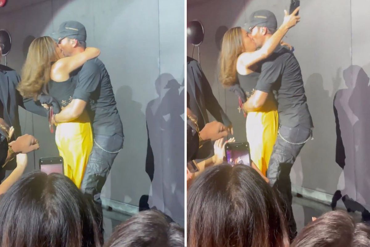 Konsertə damğa vuran an -  Qadının dodaqlarından öpdü