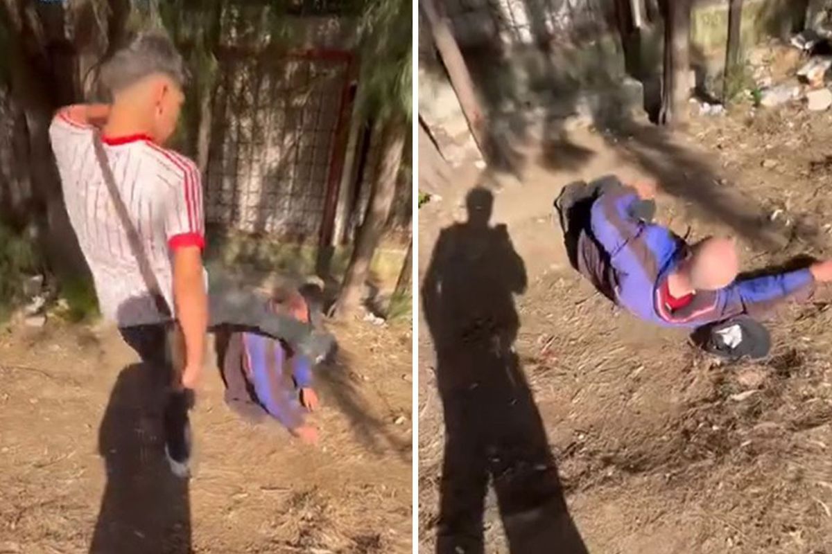 Küçədə yatan yaşlı kişini lağa qoyub,  təpiklədilər