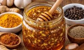 5 ədviyyatlı öskürək müalicəsi:   Bal ilə qarışdırın