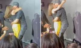 Konsertə damğa vuran an -  Qadının dodaqlarından öpdü