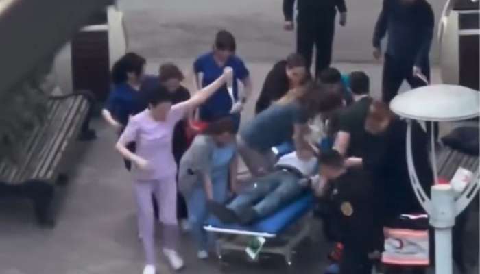 Ürəyi dayanan kişini xəstəxana həyətində həyata qaytardılar -  VİDEO