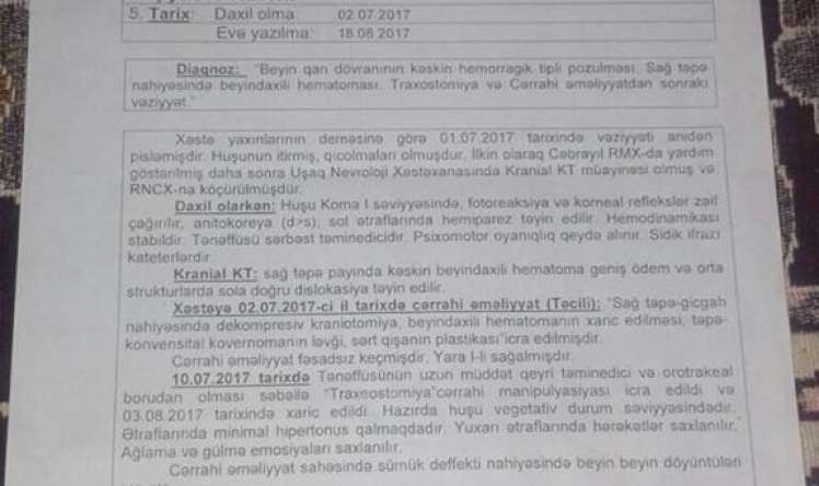 "Övladımızı xilas edin" - - FOTO  7 yaşlı Aydana görə Prezident xə xanımına müraciət