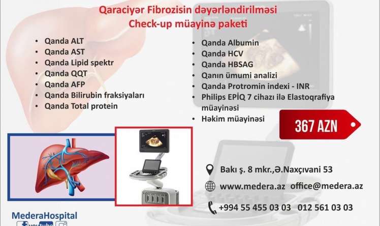 Qaraciyər fibrozisin check-up müayinəsi -  Ən uyğun qiymətə